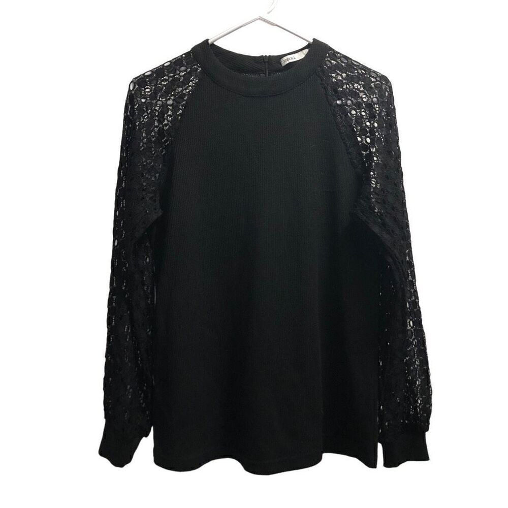 Women's Black Miholl Lace Long Sleeve Top Size Medium